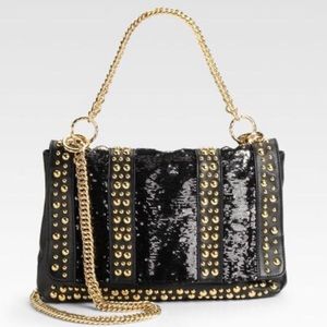 BNWT Halston Heritage black gold chain purse
